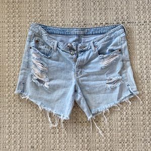 American Eagle Outfitters Light Blue Distressed Jean Shorts